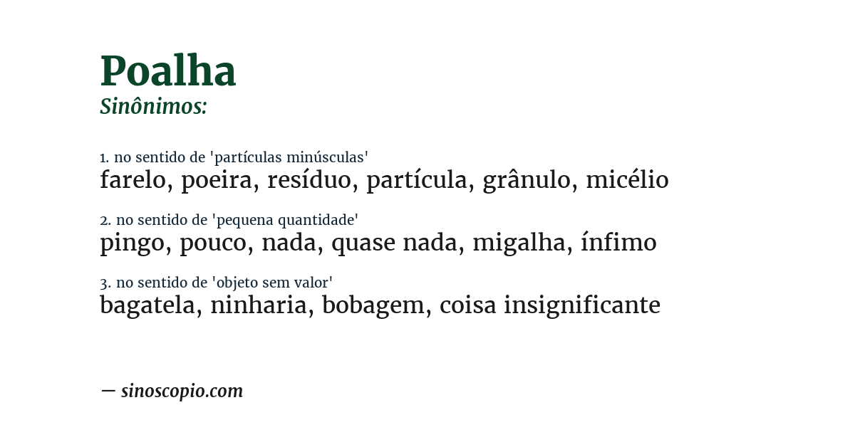 Sinônimo de poalha
