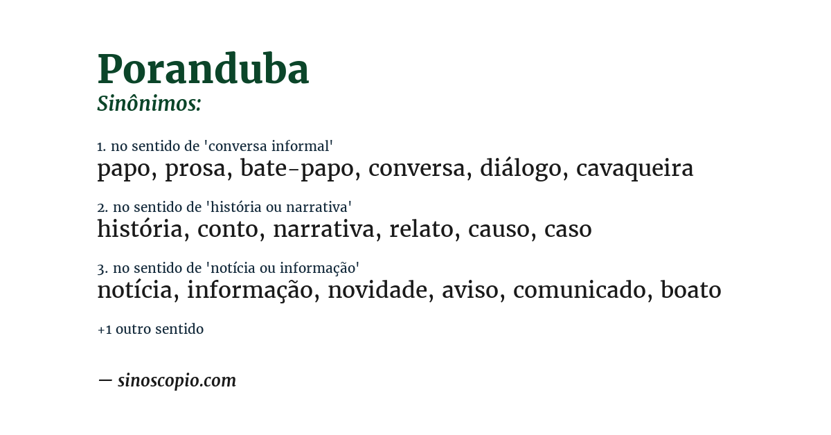 Sinônimo de poranduba
