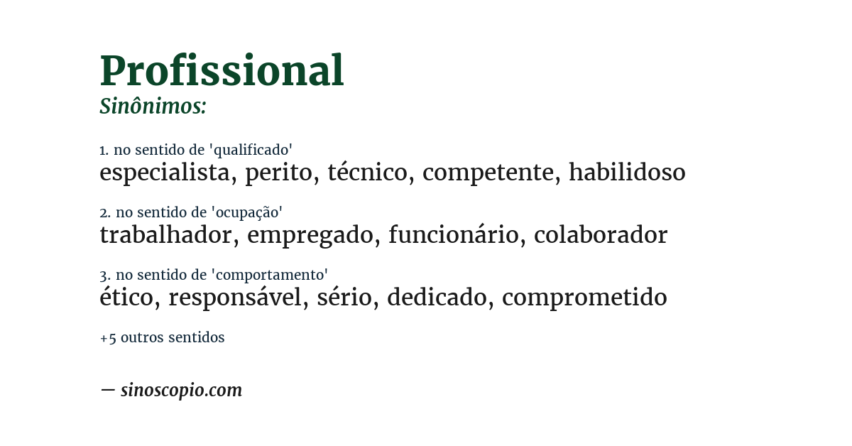 Sinônimo de profissional