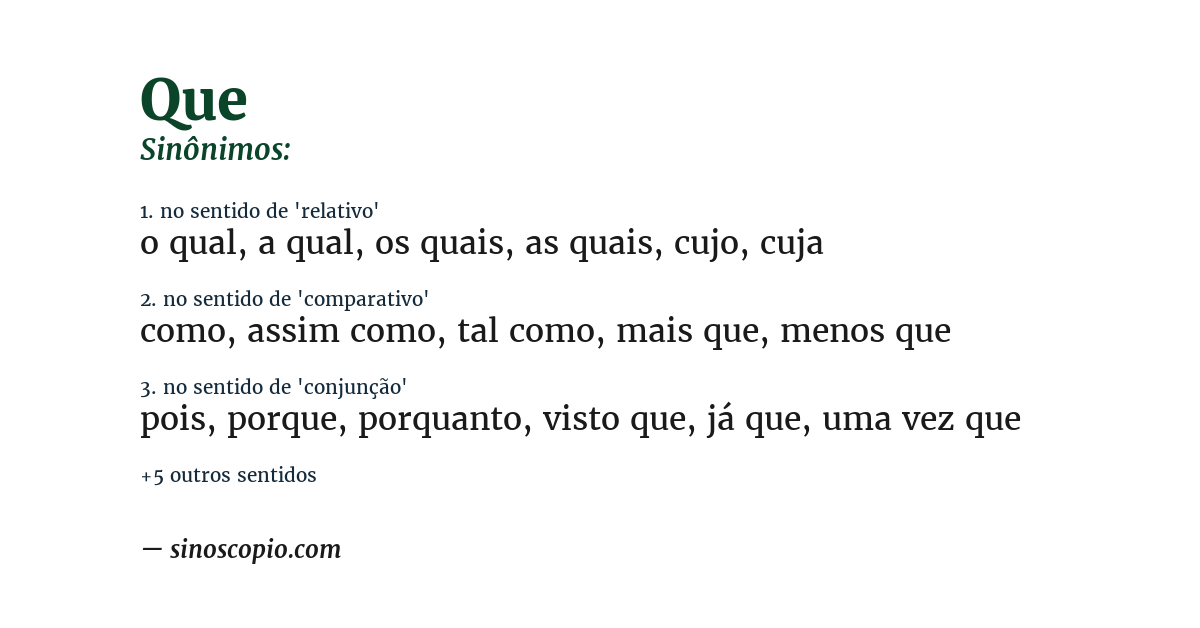 Sinônimo de que