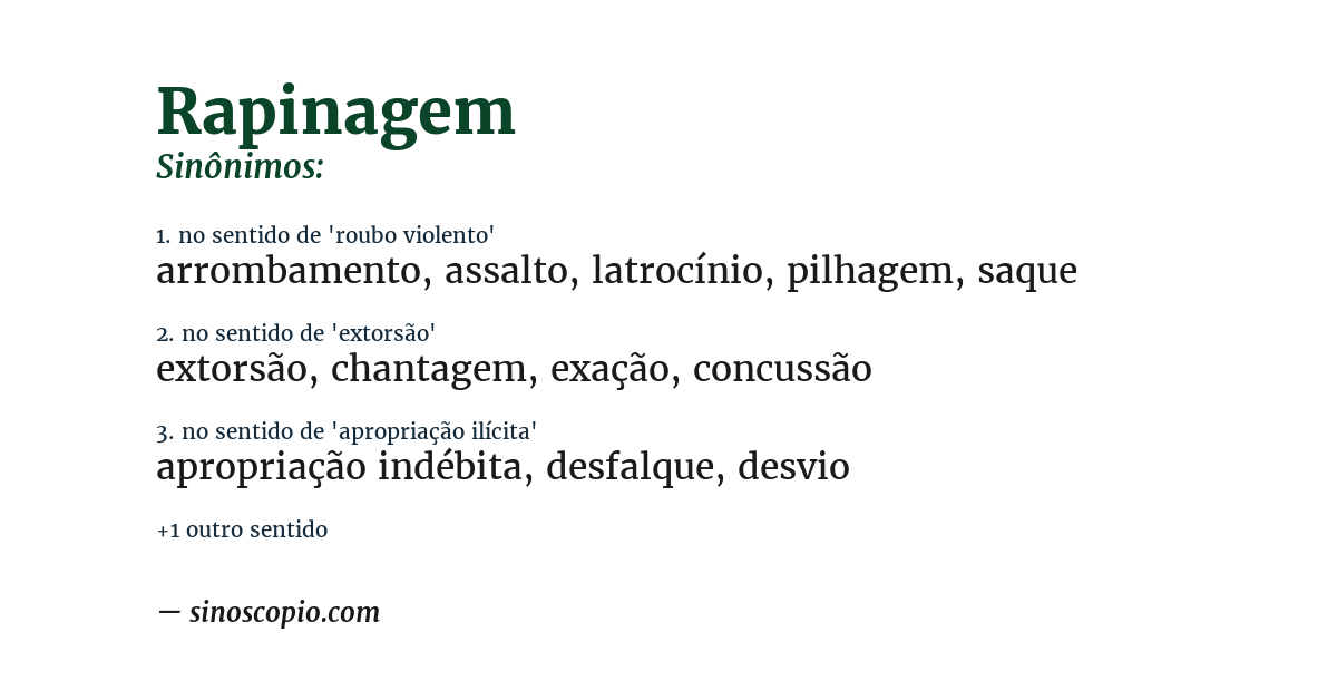 Sinônimo de rapinagem