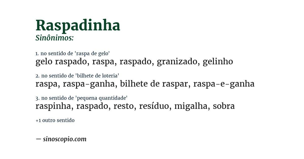 Sinônimo de raspadinha