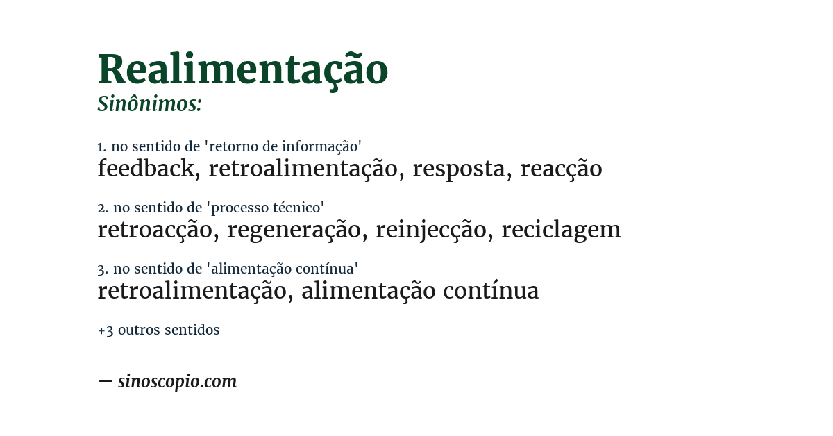 Sinônimo de realimentação
