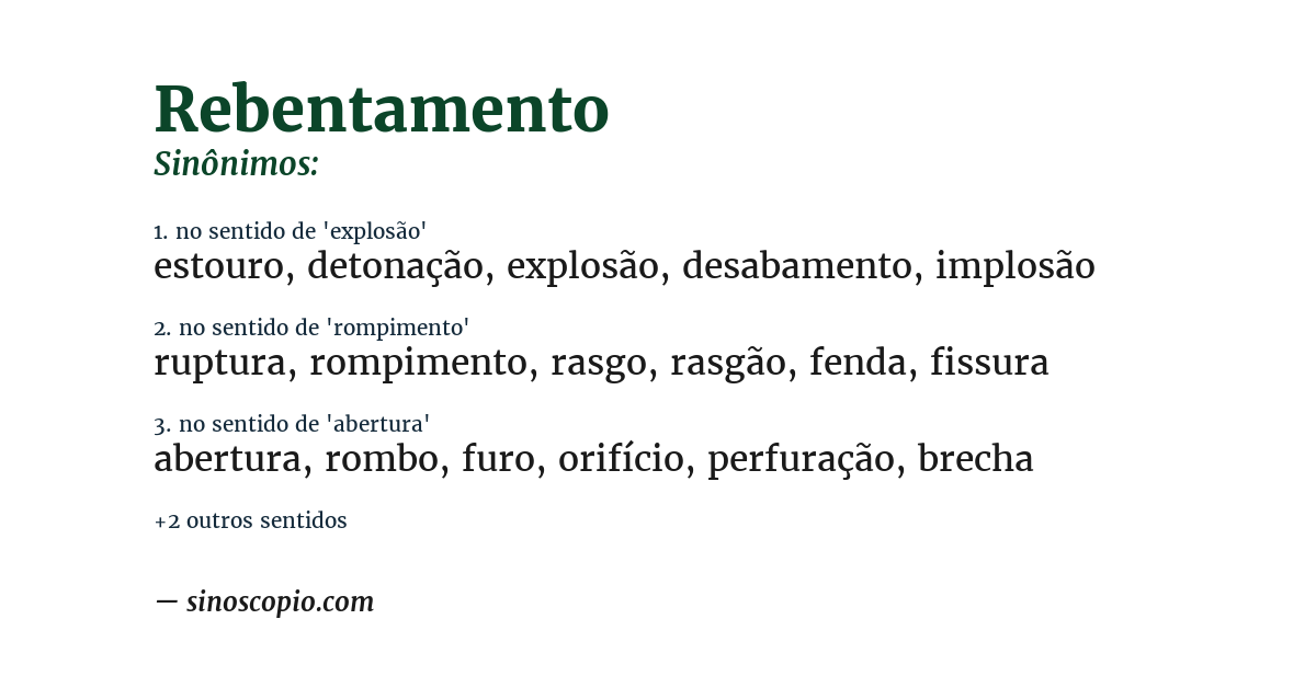 Sinônimo de rebentamento