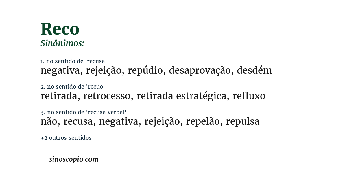 Sinônimo de reco