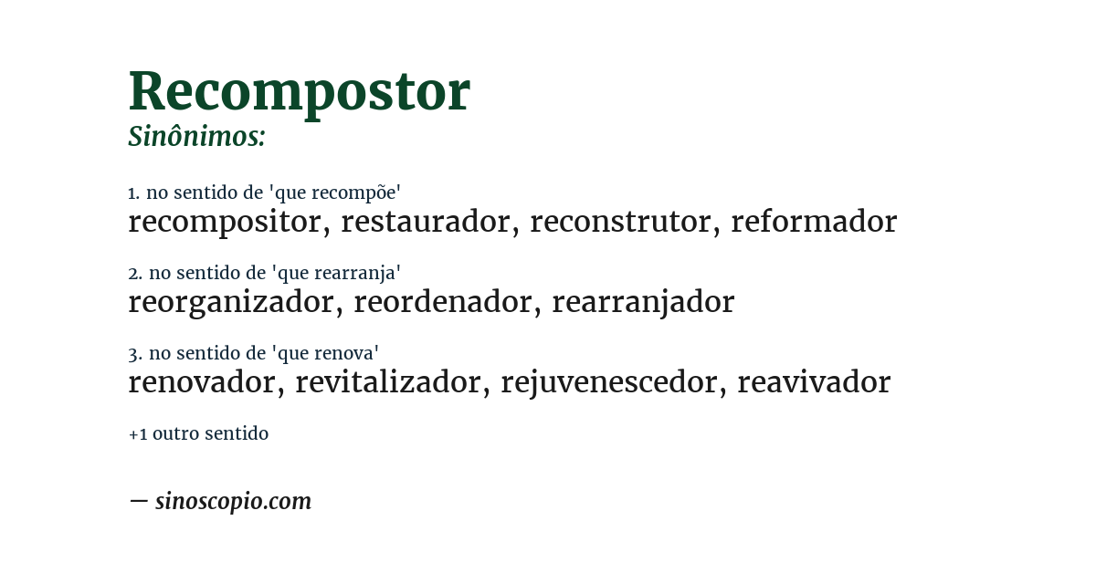 Sinônimo de recompostor