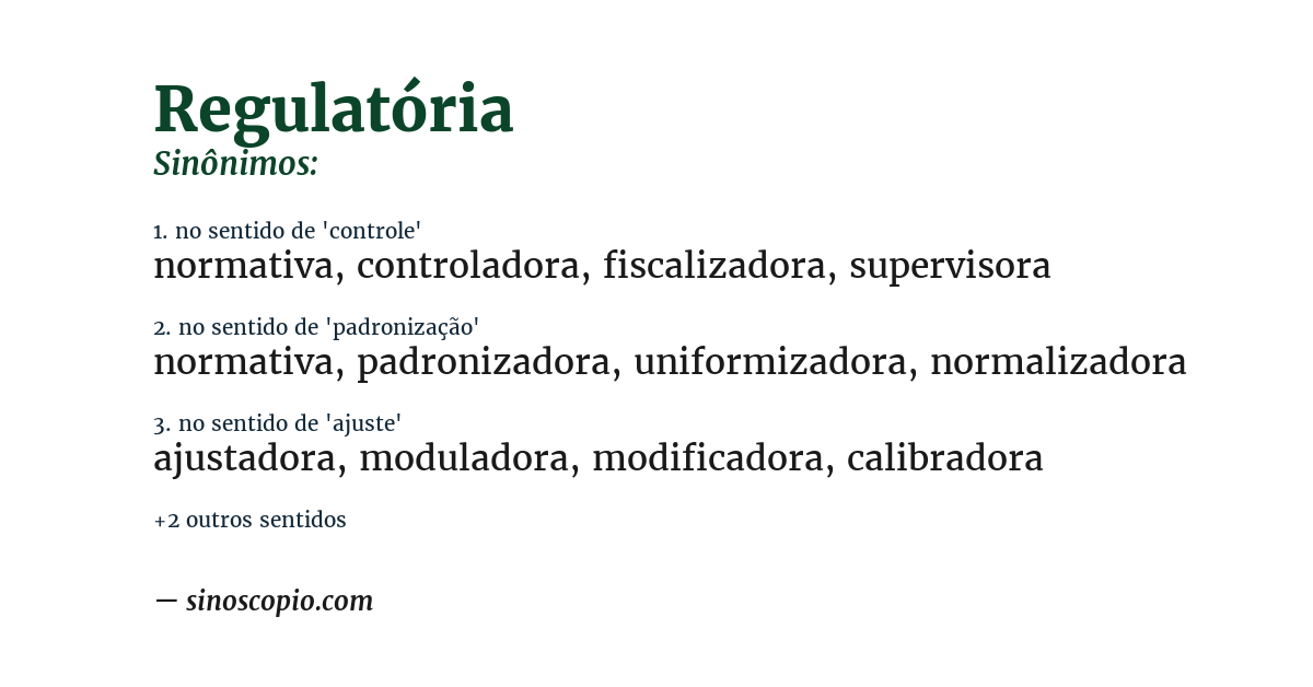 Sinônimo de regulatória