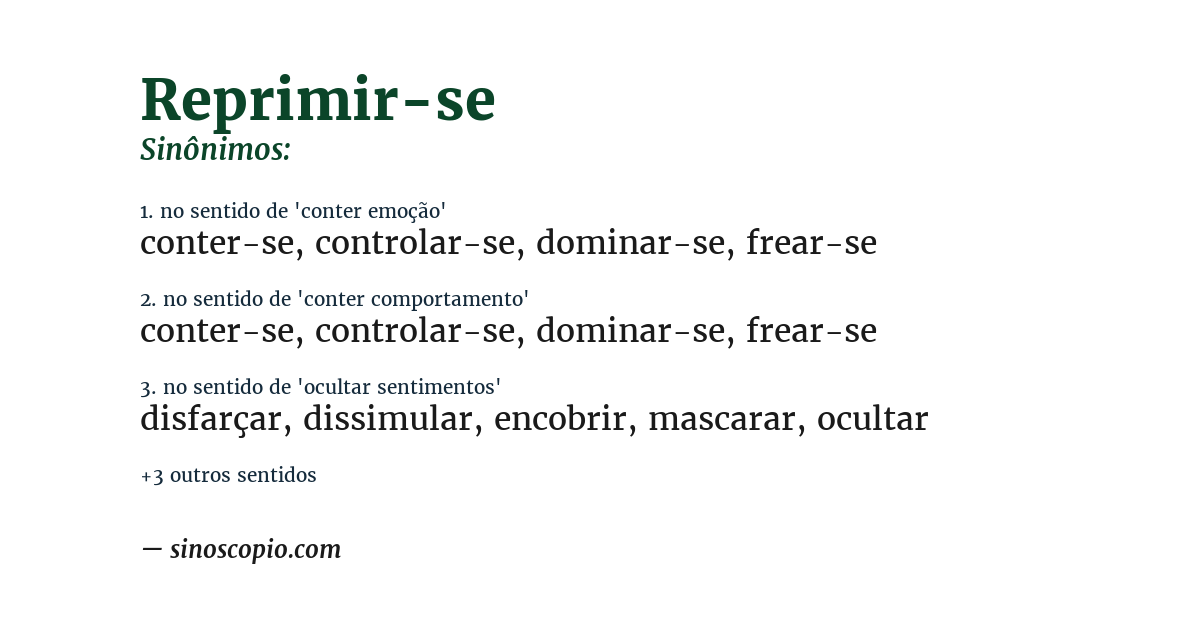 Sinônimo de reprimir-se