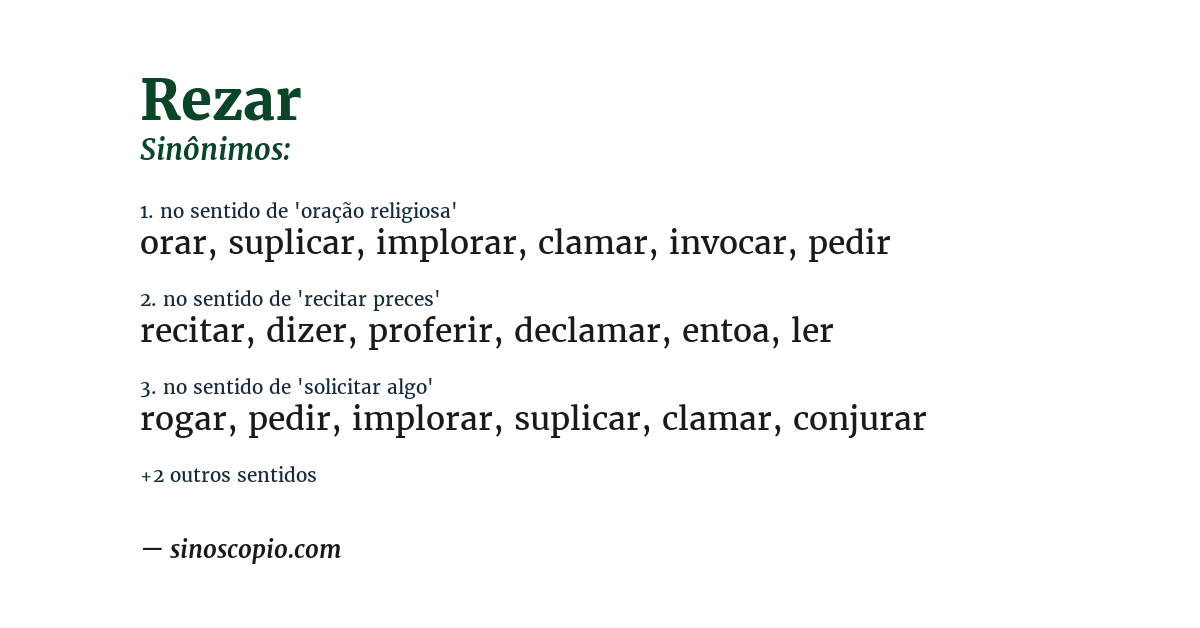 Sinônimo de rezar
