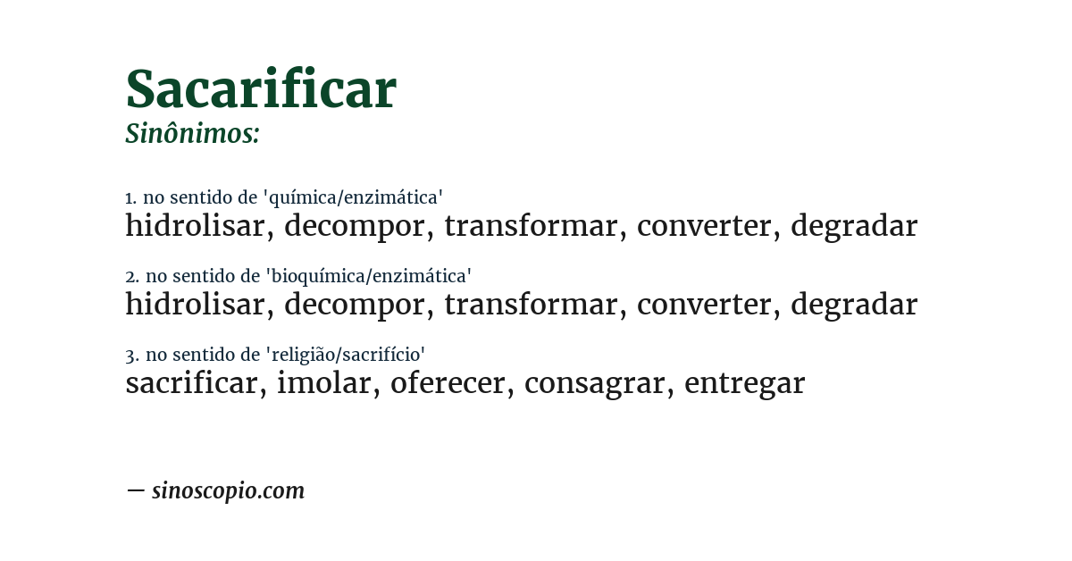 Sinônimo de sacarificar