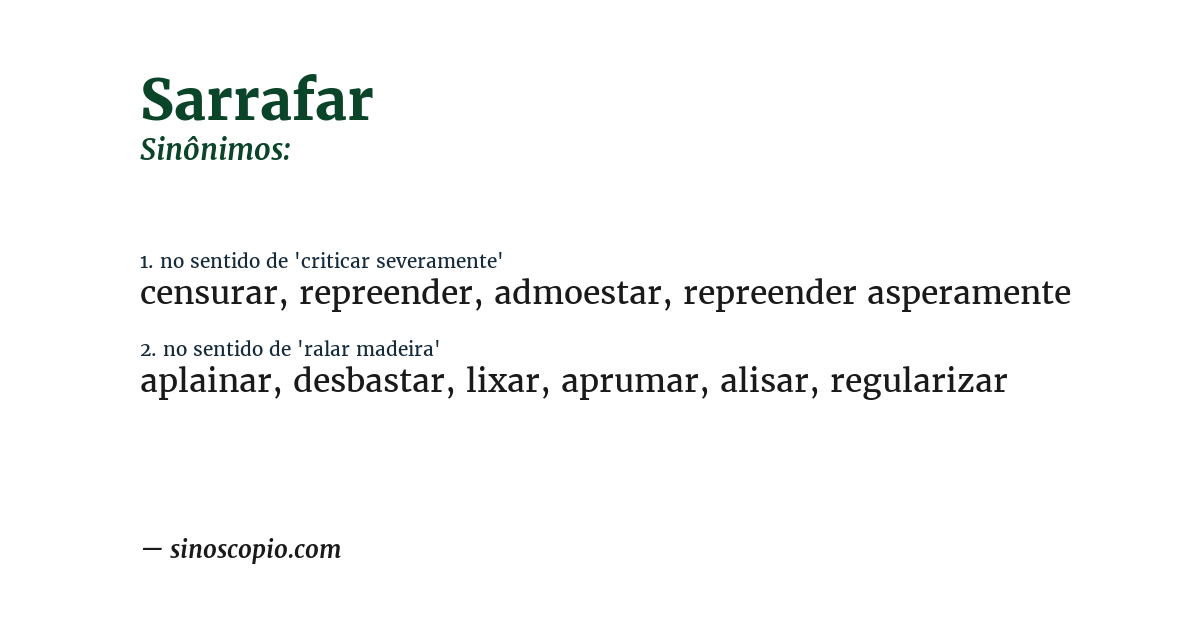 Sinônimo de sarrafar
