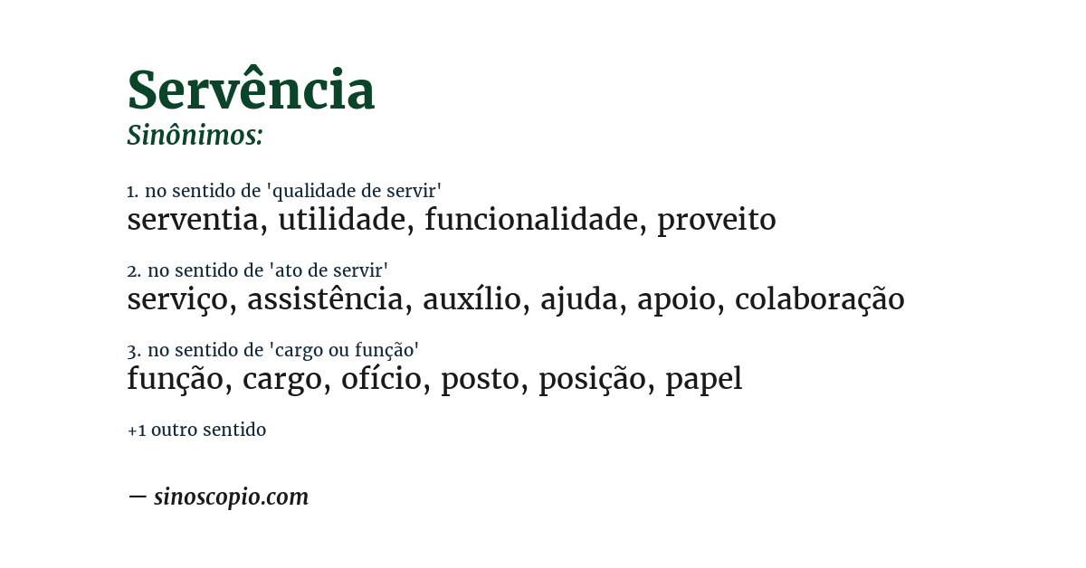 Sinônimo de servência