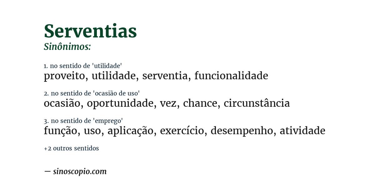 Sinônimo de serventias