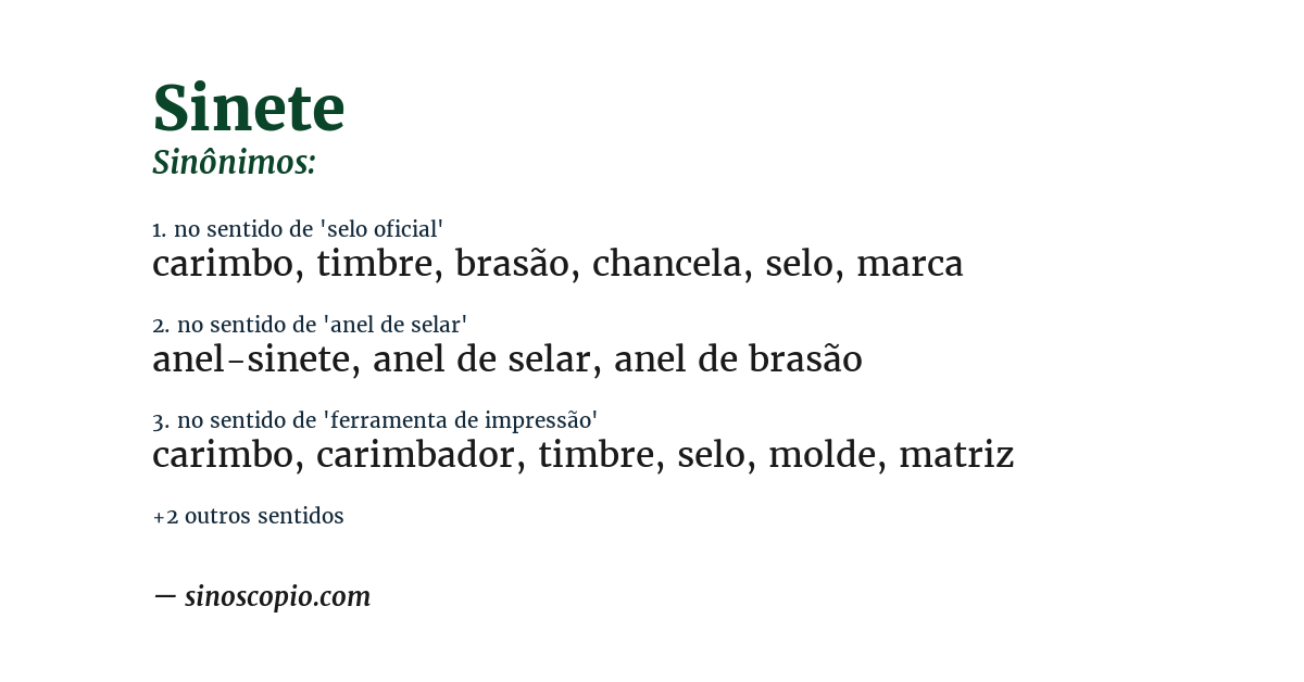 Sinônimo de sinete