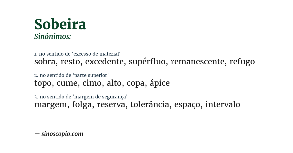 Sinônimo de sobeira