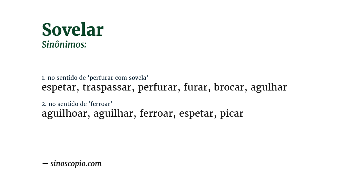 Sinônimo de sovelar