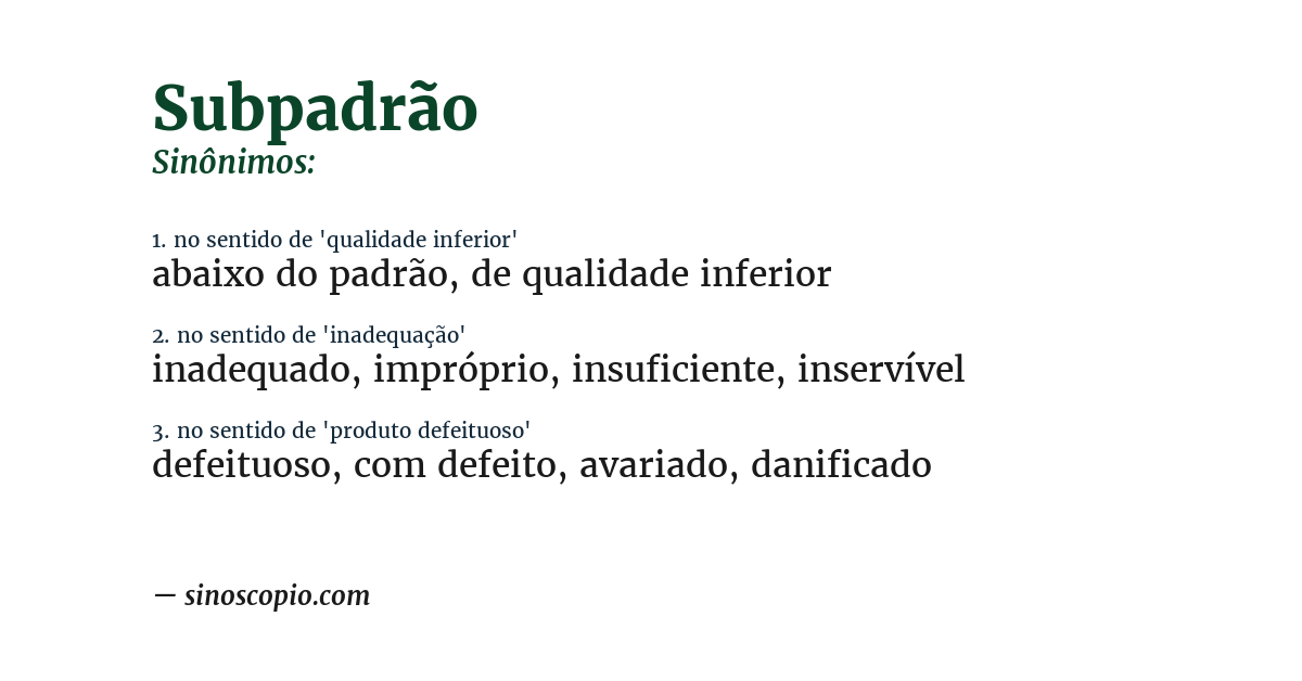 Sinônimo de subpadrão