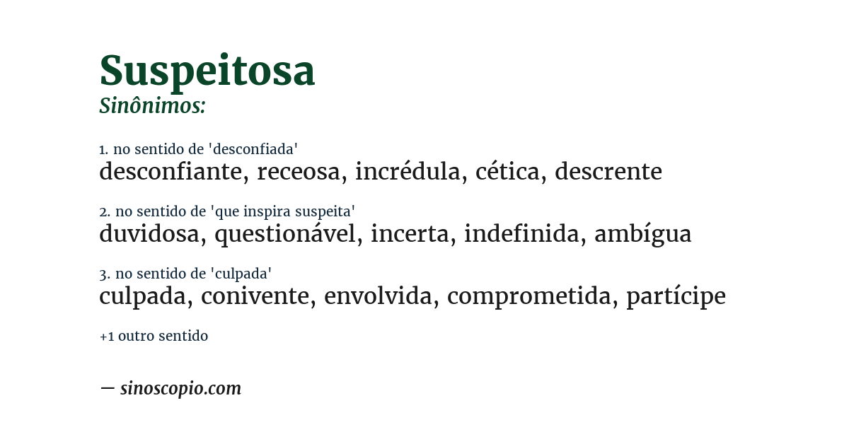 Sinônimo de suspeitosa