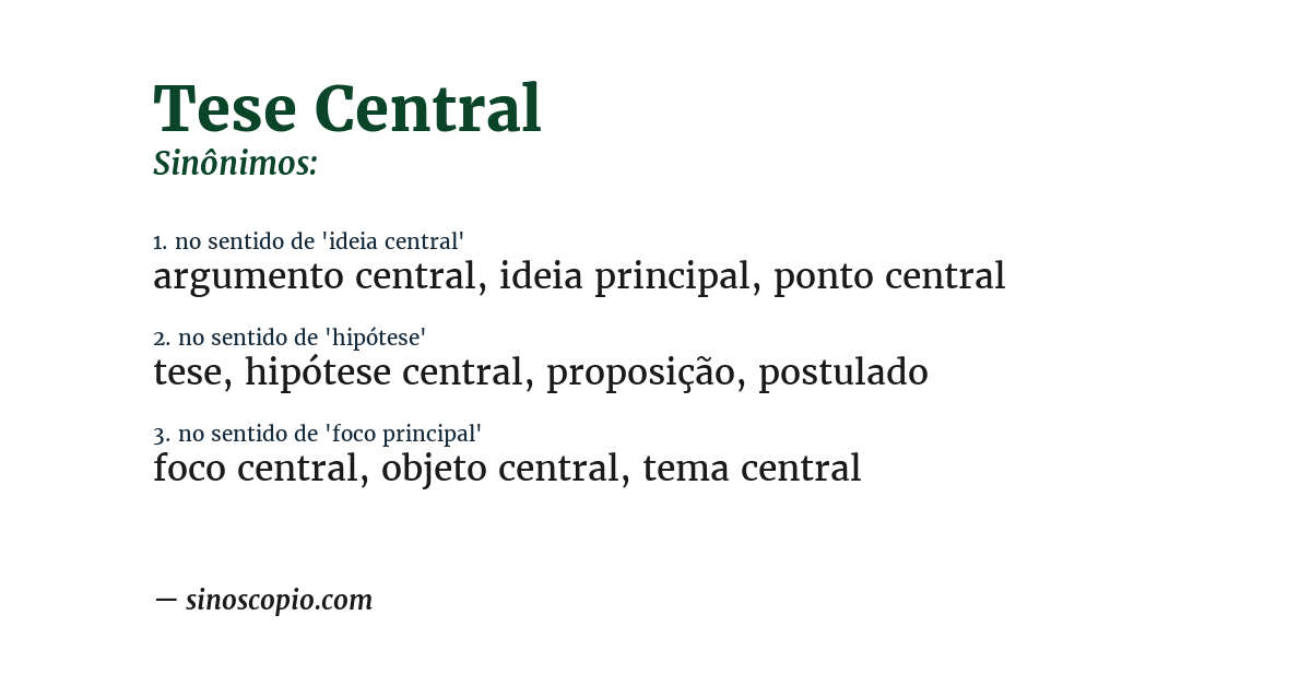 Sinônimo de tese central