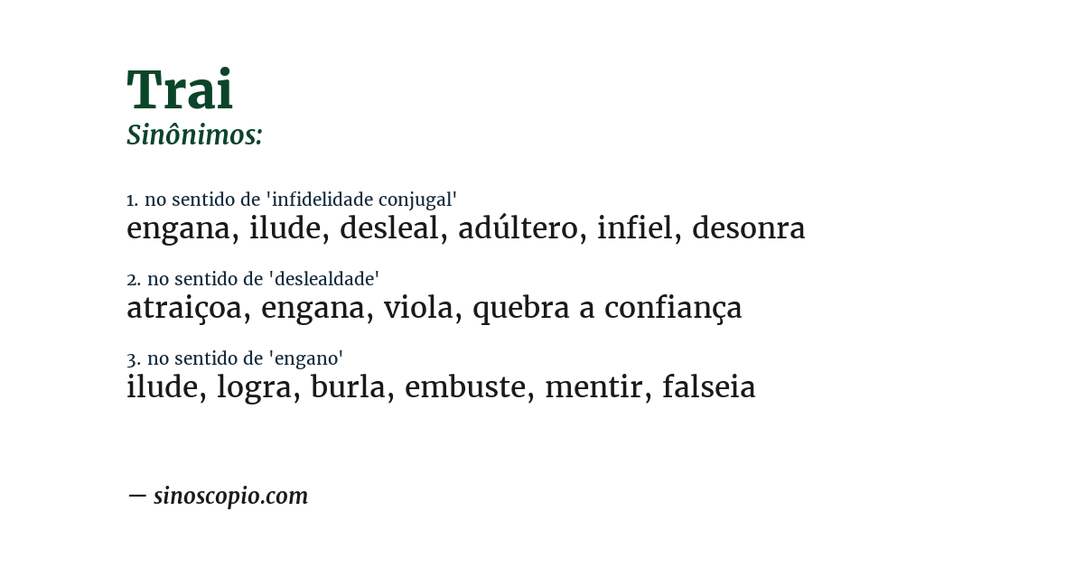 Sinônimo de trai