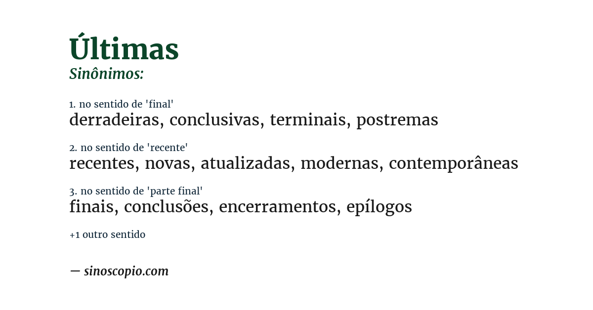 Sinônimo de últimas