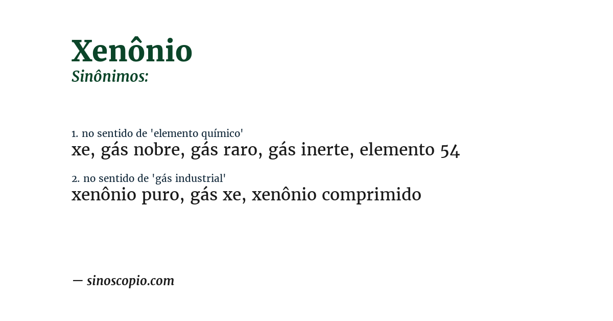 Sinônimo de xenônio