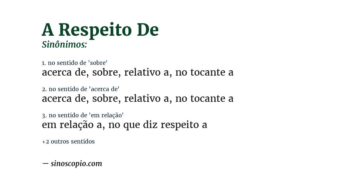 Sinônimo de a respeito de