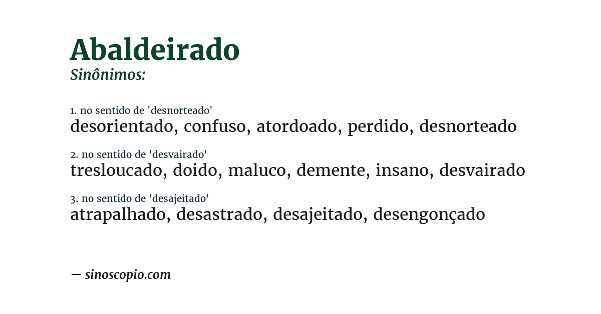 Sinônimo de abaldeirado