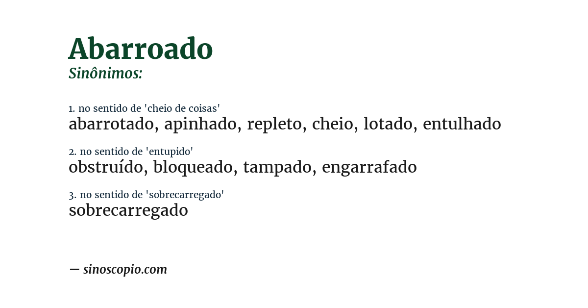 Sinônimo de abarroado