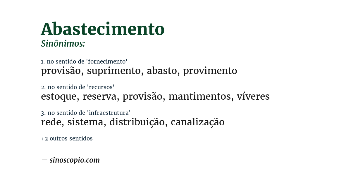 Sinônimo de abastecimento