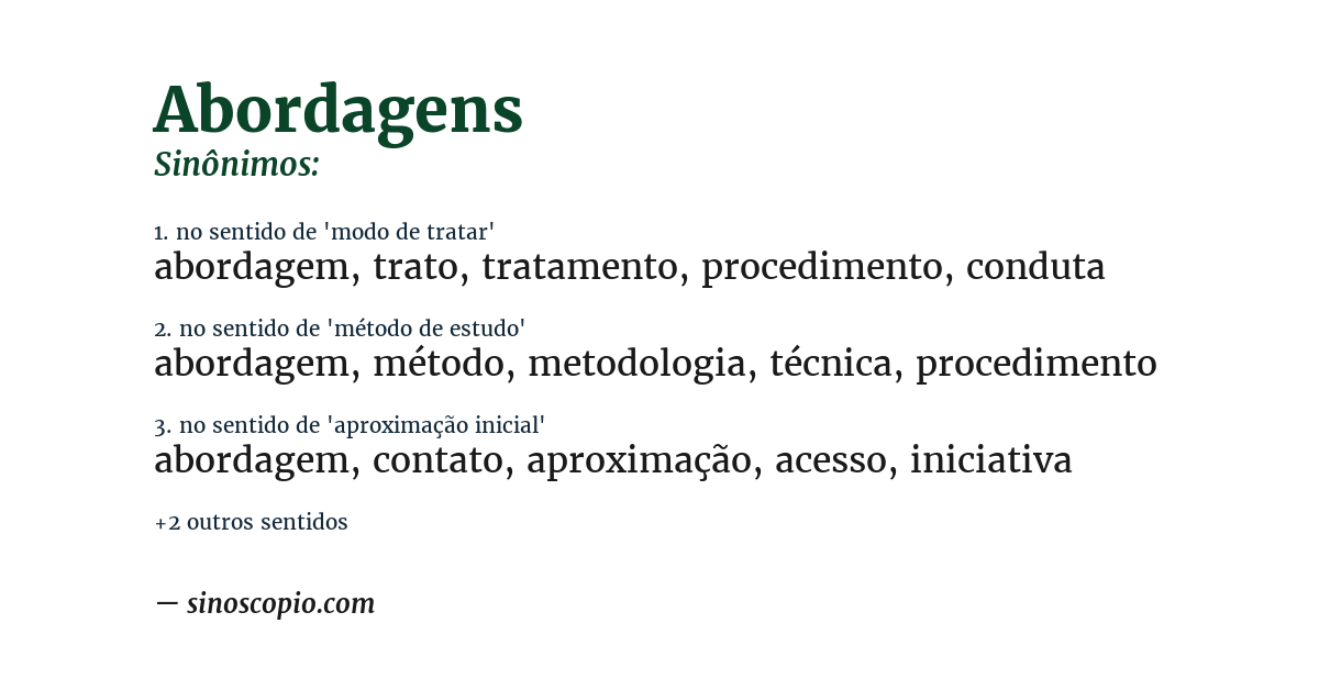 Sinônimo de abordagens