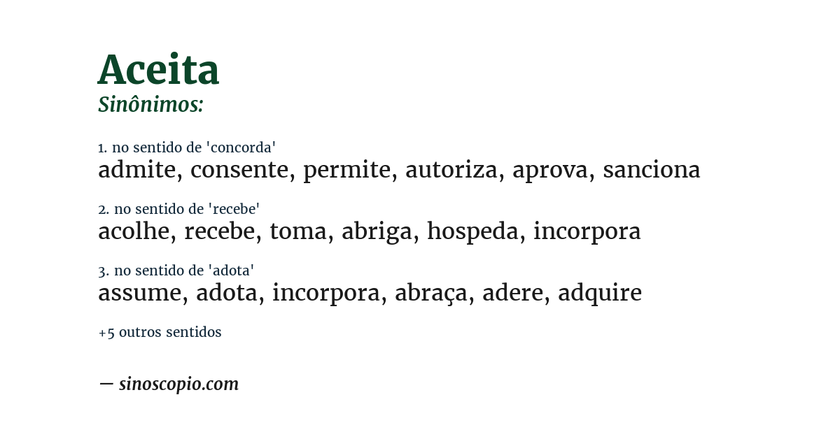 Sinônimo de aceita