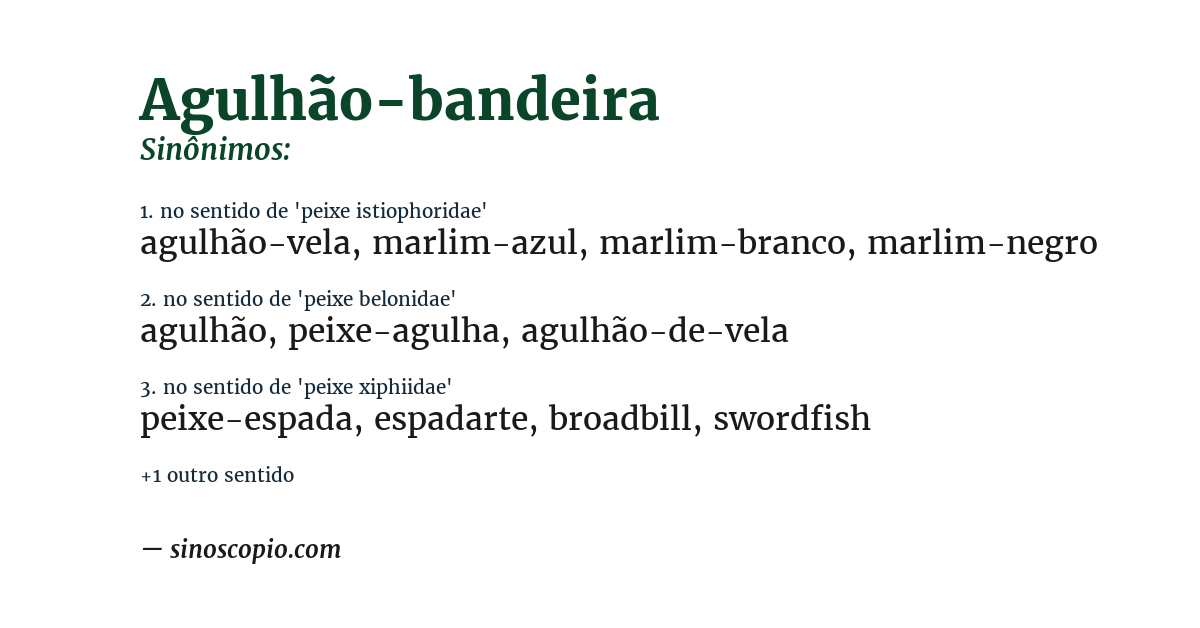 Sinônimo de agulhão-bandeira