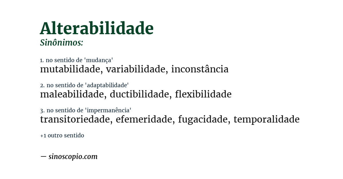 Sinônimo de alterabilidade