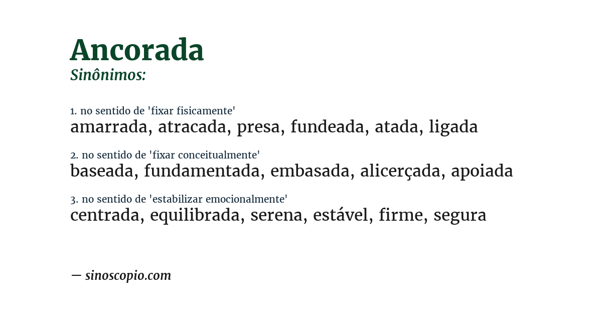 Sinônimo de ancorada