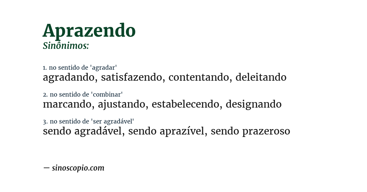 Sinônimo de aprazendo
