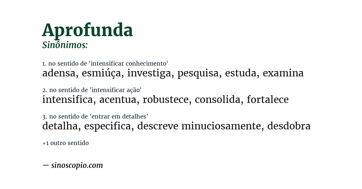 Sinônimo de aprofunda