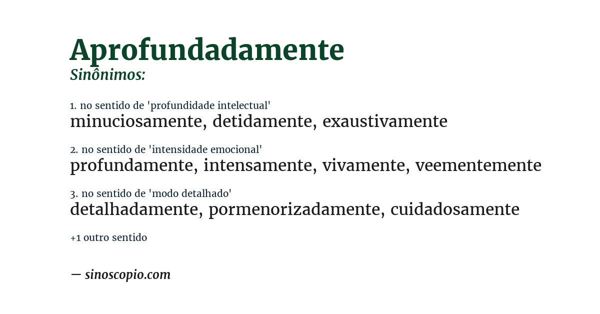 Sinônimo de aprofundadamente