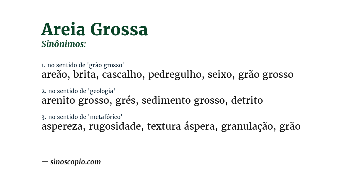 Sinônimo de areia grossa