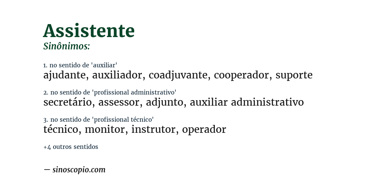 Sinônimo de assistente
