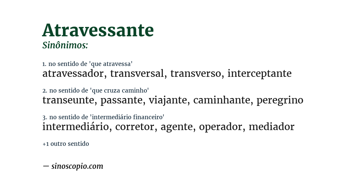 Sinônimo de atravessante