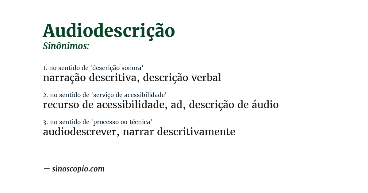 Sinônimo de audiodescrição