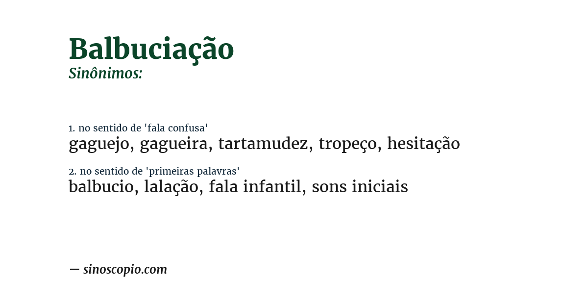 Sinônimo de balbuciação