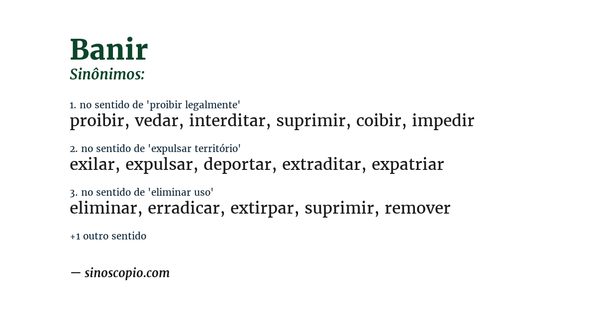 Sinônimo de banir