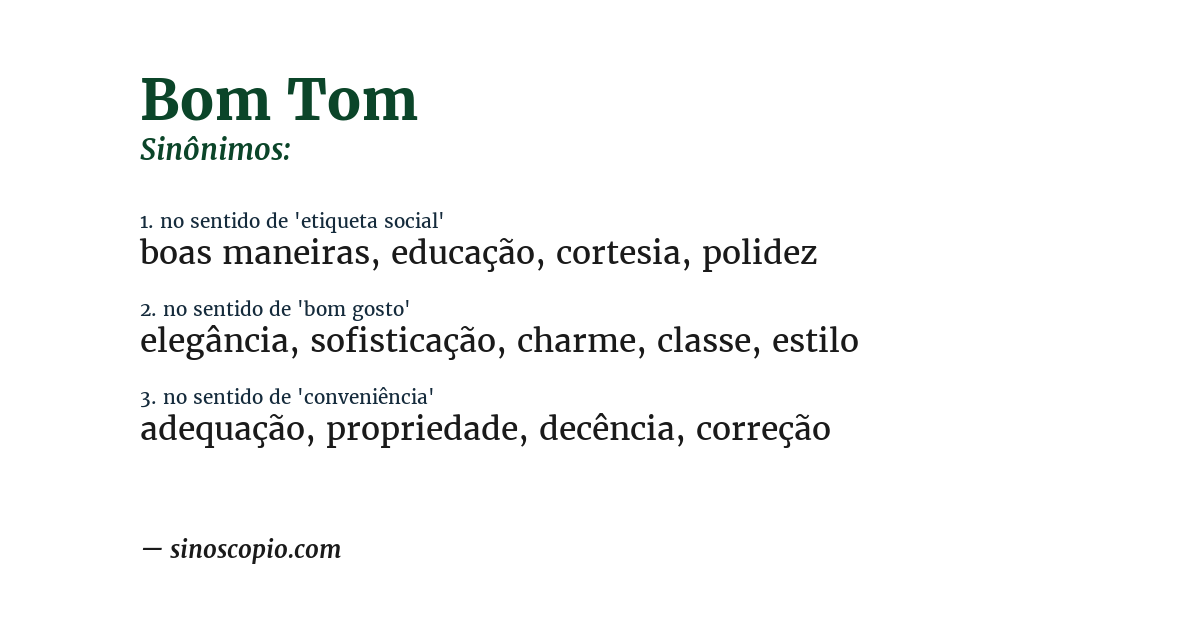 Sinônimo de bom tom