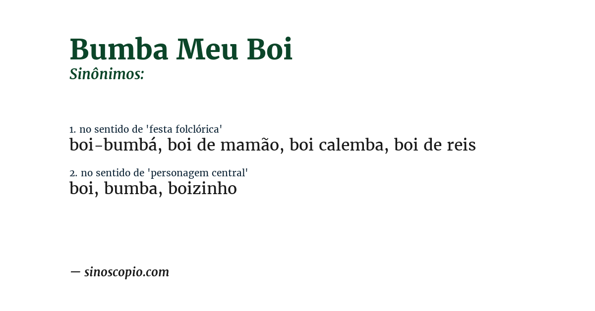 Sinônimo de bumba meu boi