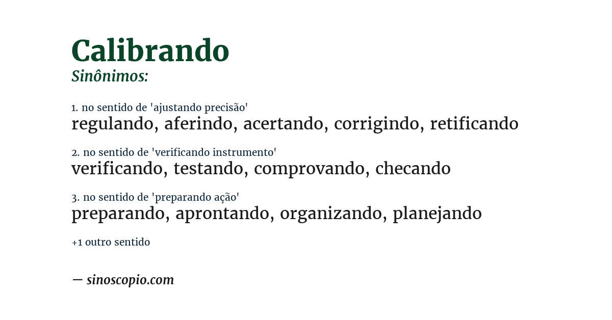 Sinônimo de calibrando