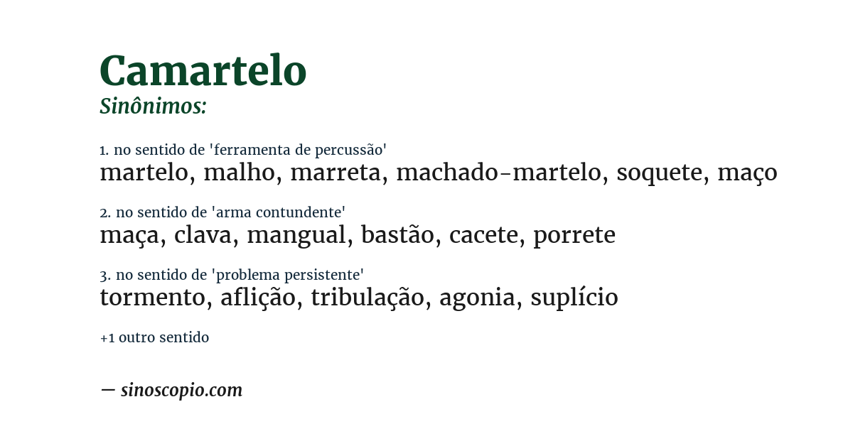 Sinônimo de camartelo