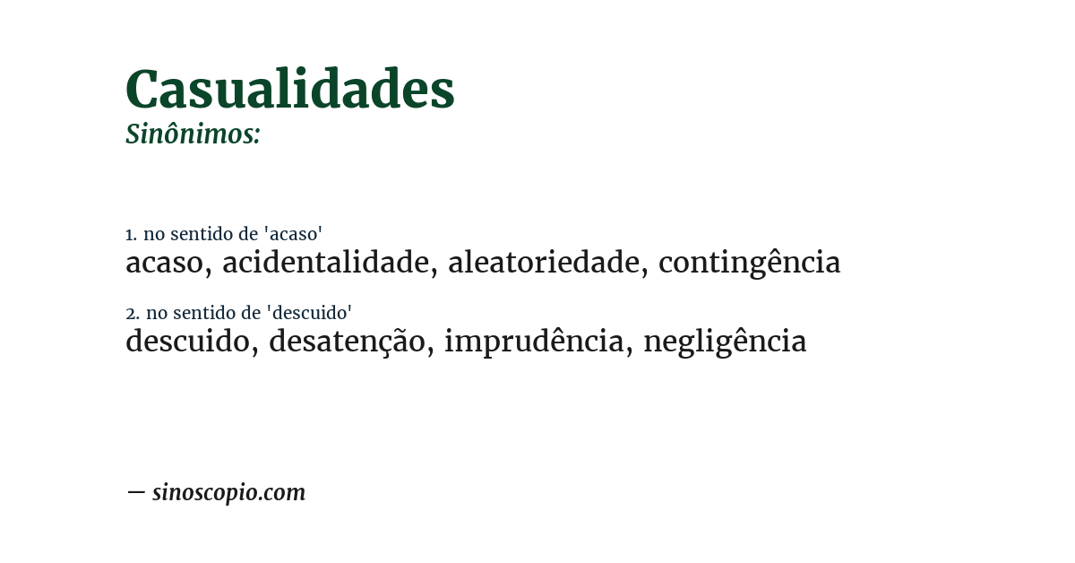 Sinônimo de casualidades