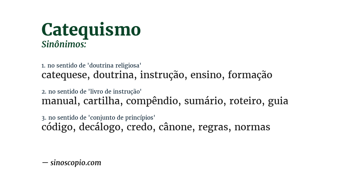 Sinônimo de catequismo